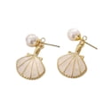 thumbnail image 2 of Hyasfey 1 Pair Ladies Earrings Minimalist Unique Design Light Luxury Elegant Temperament Daily Wear Alloy Faux Pearl Seashells Dangle Earrings Party Accessories, 2 of 7