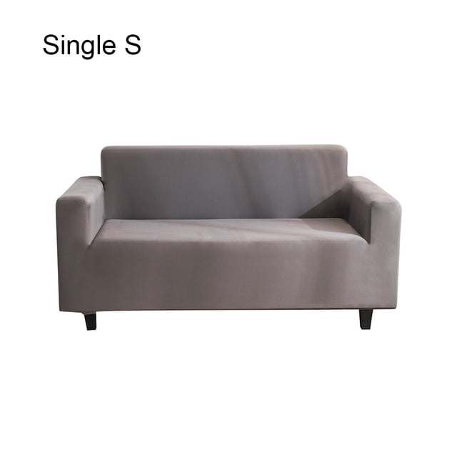 kurtrusly Solid Color Sofa Cover Elastic Couch Dust-proof Anti-slide Slipcover 1/2/3/4 Seater Covers Protector Full Coverage Silver gray S
