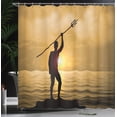 thumbnail image 3 of Ambesonne Neptune Shower Curtain, Human Myth with Trident Sun, 69"Wx75"L, Pale Coffee Dark Cocoa, 3 of 4