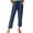 Navy, variant on Qiopertar Linen Cotton Pants for Women Spring Summer Casual Wide Leg Trousers Elastic Waist Solid Color Straight Tube Ankle-Length Pants with Pockets, Navy M