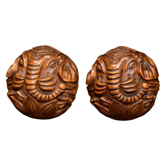 Wooden Ornaments Carved Handheld Elephant Lotus Baoding Balls Charm Artisan Feng Shui Decor Nordic Polished