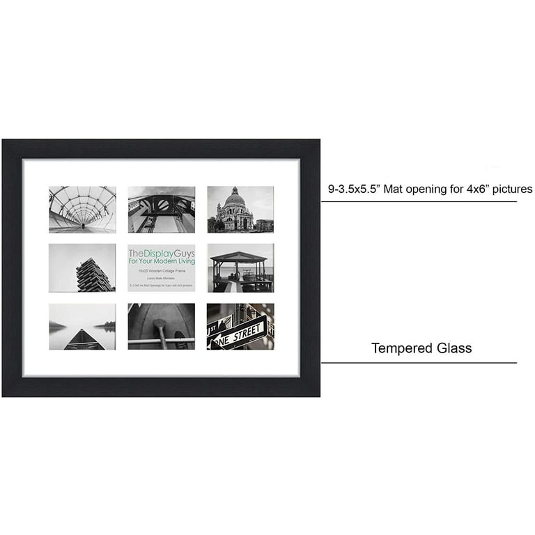  A PLUS MAX 16x20 frame. Black Solid Wood Picture Frame 16x20  with Tempered glass for Photo size 11x14, or 16x20 Poster Frame  horizontal/vertical display.