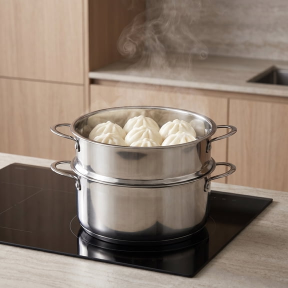 OUNONA Plated Silver Stainless Steel Steaming Basket Versatile for Home Cooking