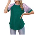 thumbnail image 1 of Gibobby Blusas Termicas Dama Blusa de mujer de manga corta estampada con cuello redondo y costuras redondas sexy para mujer（Verde， S), 1 of 4