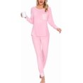 thumbnail image 3 of SWOMOG Ensemble de Pyjama pour Femmes, Haut à Manches Longues avec Pantalon, 2 Pcs, Vêtement de Nuit, Ensemble de Pyjama en Modal Doux, 3 of 6