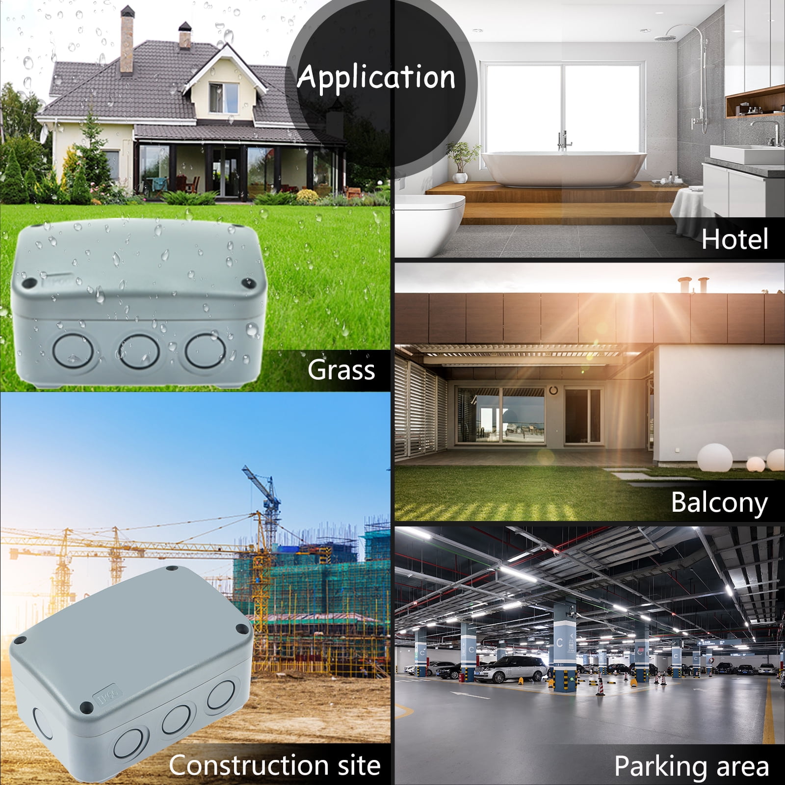 GREENCYCLE 4PK Outdoor Junction Box ABS Plastic Dustproof IP66 Waterproof Universal Electrical Boxes Project Enclosure Grey 4 7/8" 3 1/4" 2 1/4" inch (125x86x62mm) fit 20mm Cable Gland for Outdoor Use
