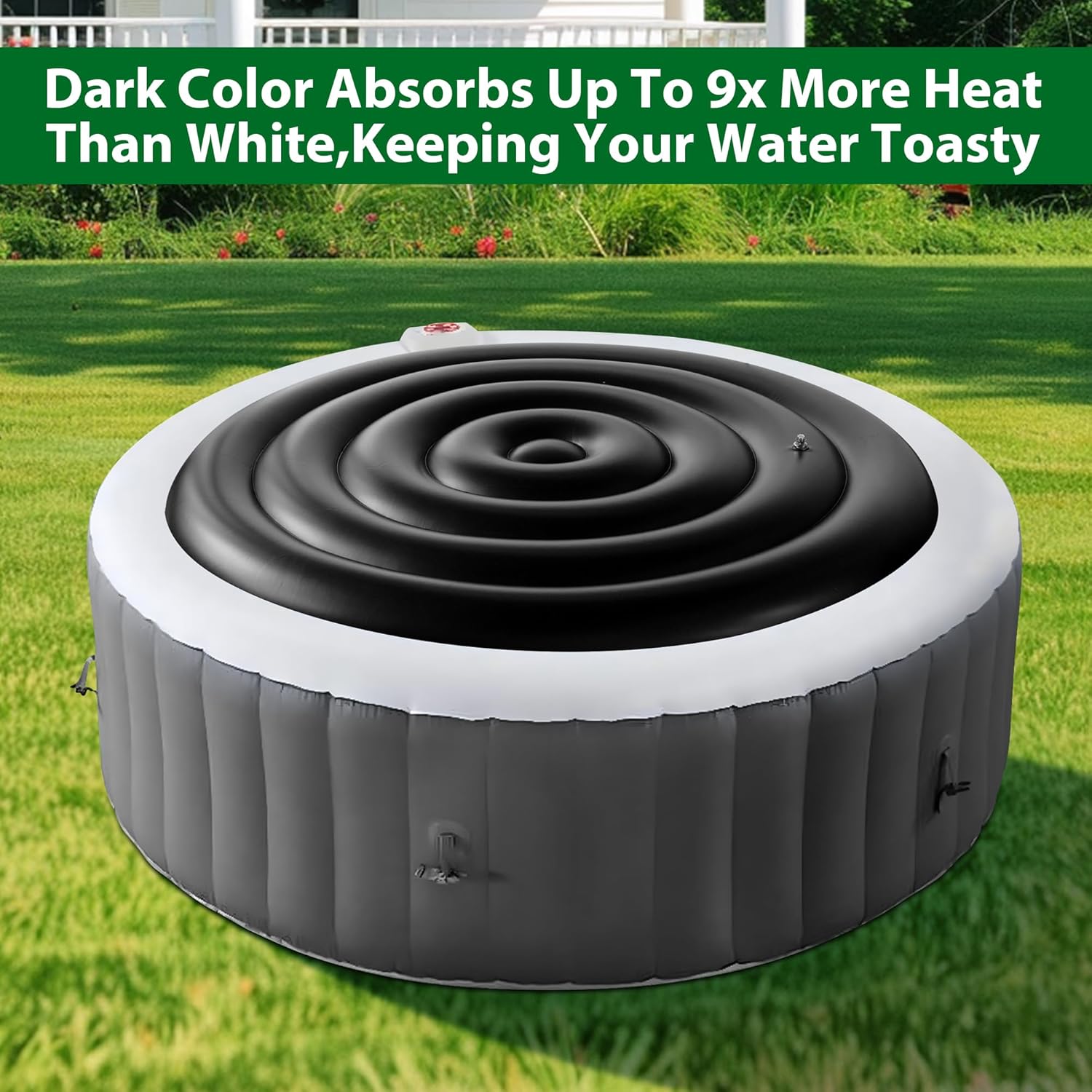Ebaokuup 4.5' Round Inflatable Hot Tub Cover, Foldable Rainproof Black