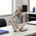thumbnail image 3 of The Thinker Statue - Sandstone Resin Abstract Sculpture for Home & Office Decor, Desktop Bookshelf Collectible Figurine, Elegant Housewarming Gift Idea, 3 of 5