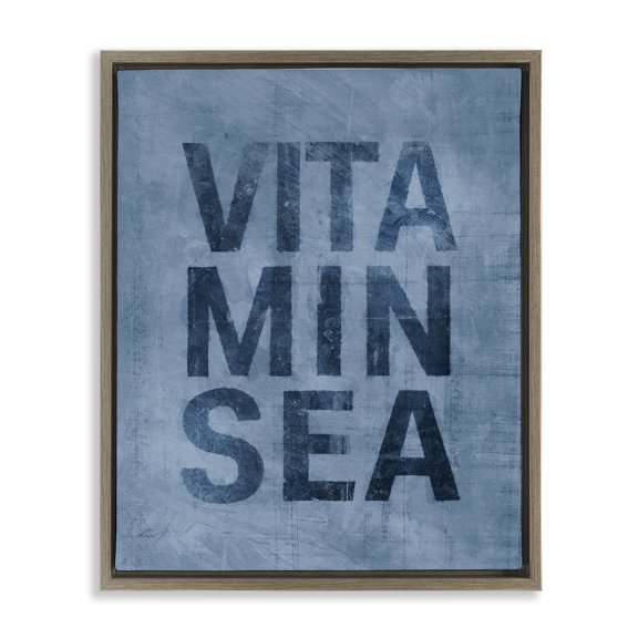Stupell Industries Industrial Vitamin Sea Phrase Brown Floating Frame Canvas Art, 25 x 31, by Victoria Barnes