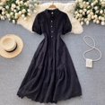 thumbnail image 3 of Nouvelle Robe Printemps Été Col POLO Boutonné Slim Mi-Longue Design Creux Premier Amour Robes, 3 of 5