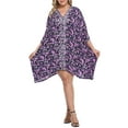thumbnail image 3 of HDE Womens UPF 30+ Short Kaftan Cover Up Oversize Plus Size Swimsuit Shirt Dress Abstract Floral, 3 of 5