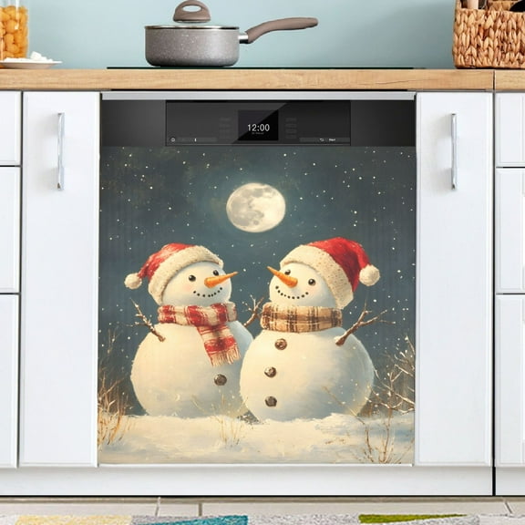 Ryvnso Christmas Snowmans in Winter Dishwasher Magnetic Refrigerator Magnet Cover Kitchen Home Decorative 23"x26"