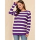 thumbnail image 2 of INSPIRE CHIC Suéter de rayas túnica con hombros descubiertos y cuello redondo para mujer Púrpura M, 2 of 6
