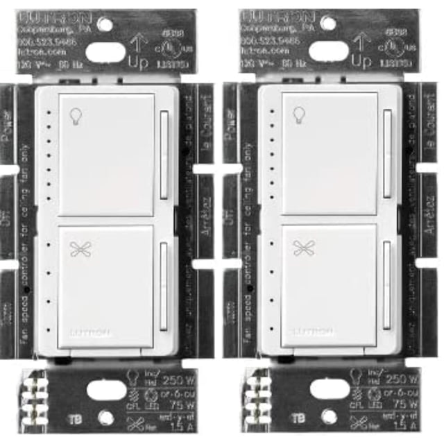 Control de ventilador y atenuador de luz Lutron Maestro MACL-LFQ-WH