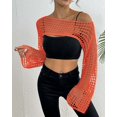 thumbnail image 3 of Women’s Cropped Knit Shrug Top Lightweight Bell Sleeve Summer Cover-Up, Soft Breathable Cropped Cardigan Shrug for Casual & Beach, Cropped Shrug Women, 3 of 13