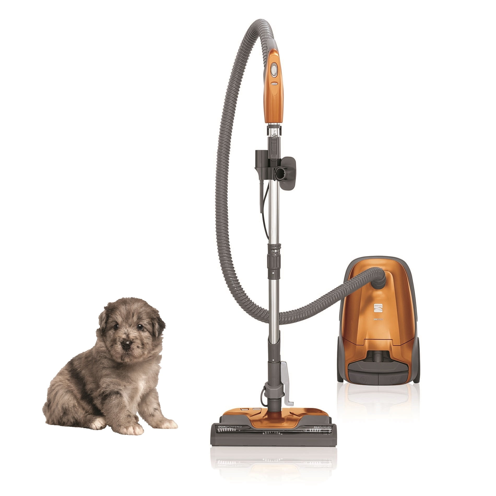 Kenmore 81214 200 Series Pet Friendly Lightweight Bagged Canister Vacuum with HEPA, 2 Motor System, and 3 Cleaning Tools-Orange
