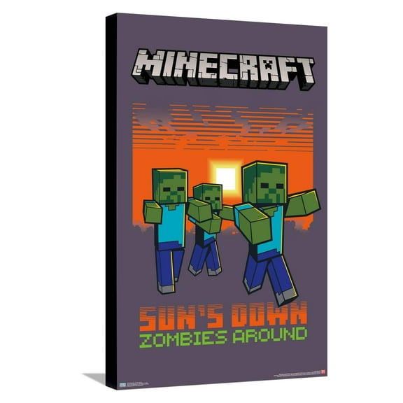 Minecraft - Zombies Around Canvas Wall Poster, 14.725" x 22.375"