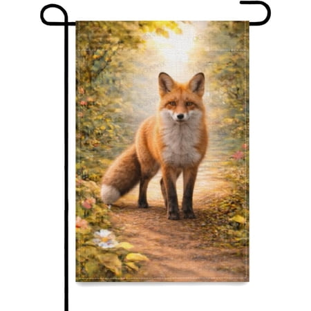 Sunlit Forest Fox Garden Flag Double Sided Outdoor Yard Decoration 12 x 18 Inch