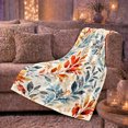 thumbnail image 6 of Enchanted Forest Watercolor Leaves Berry Buds Teal Rust, Cozy Woodland Scene, Warm Flannel Blanket for Cabin and Lodge, Garden Lovers Housewarming Gift, Botanical Home Decor, 6 of 9