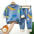 thumbnail image 2 of Gubotare Kids Pajamas Toddler Boys Pajamas Dinosaur Cotton Kids Truck 2 Piece Train Kids Pjs Sleepwear Clothes Set (Light Blue,9-11 Years), 2 of 3