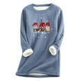 thumbnail image 2 of Hauts Chauds Femme Mode Féminine Noël Imprimé Manches Régulières Hiver Ample Vacances Décontracté Manches Col Rond Chemise Hauts Tenues Mignonnes pour Adolescentes en Liquidation, 2 of 4
