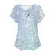 thumbnail image 4 of Fiudx Ropa de Mujer Top Informal de Primavera y Verano de Manga Corta con Cuello En V para Mujer, 4 of 5
