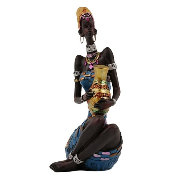Figura de mujer tribal, artesanía coleccionable, decoración del hogar, figura de mujer africana Estilo B