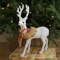 thumbnail image 2 of EWASWON Christmas Turning Head Reindeer Figurine, White Holiday Decor with Bells, Tabletop/Bookshelf Xmas Ornament, 2 of 5