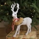 thumbnail image 1 of Adorno de ciervo de Navidad con lazo y campanas - Decoración de plástico blanco de renos de 13" para ventana, habitación o mesa, 1 of 5