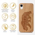 thumbnail image 4 of Case Yard Wooden Case Outside Soft TPU Silicone Slim Fit Shockproof Wood Phone Cover for Girls Boys Men and Women Supports Wireless Charging California Bear Letters Design case for iPhone-XR, 4 of 7