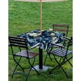 thumbnail image 4 of nqOlkjepod Navy Blue Coastal Outdoor Tablecloth with Umbrella Hole & Zipper, Nautical Boat Summer Beach Ocean Square Table Cover 60x60 Inch, Dining Waterproof Table Cloth Protector for Patio/Party, 4 of 7