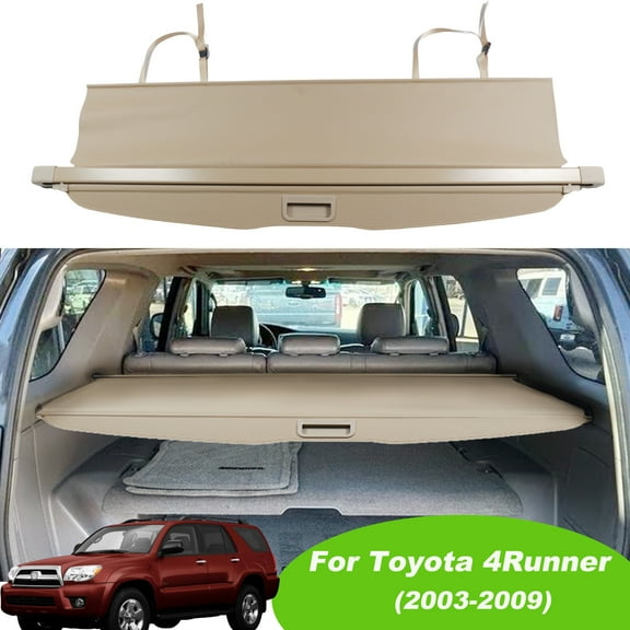 Fit 2003-2009 Toyota 4Runner Retractable Cargo Cover for 2003 2004 2005 2006 2007 2008 2009 Toyota 4Runner SUV Accessory Rear Trunk Privacy Shield Shade, Beige