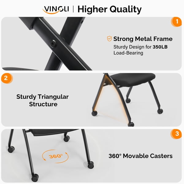 Alvantor Folding Mesh Office Chair with Wheels, 2 Pack – Ergonomic Design for Office Use