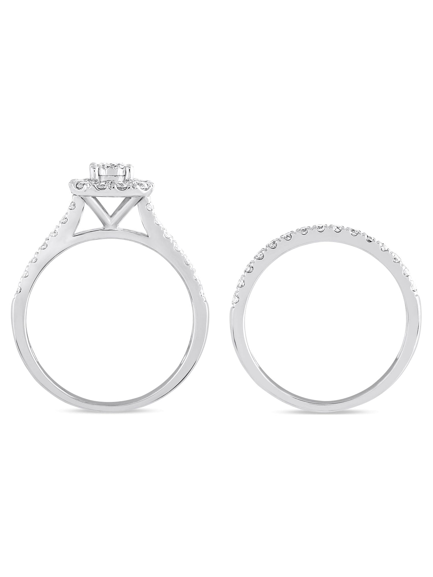 10K White Gold Forever Bride 1 Carat Diamond Cushion Bridal Set, Women, Engagement