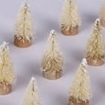 thumbnail image 3 of Save! 12Pcs Mini Christmas Tree Desktop Christmas Tree Model Snow Sisal Trees with Wood Base, 3 of 9