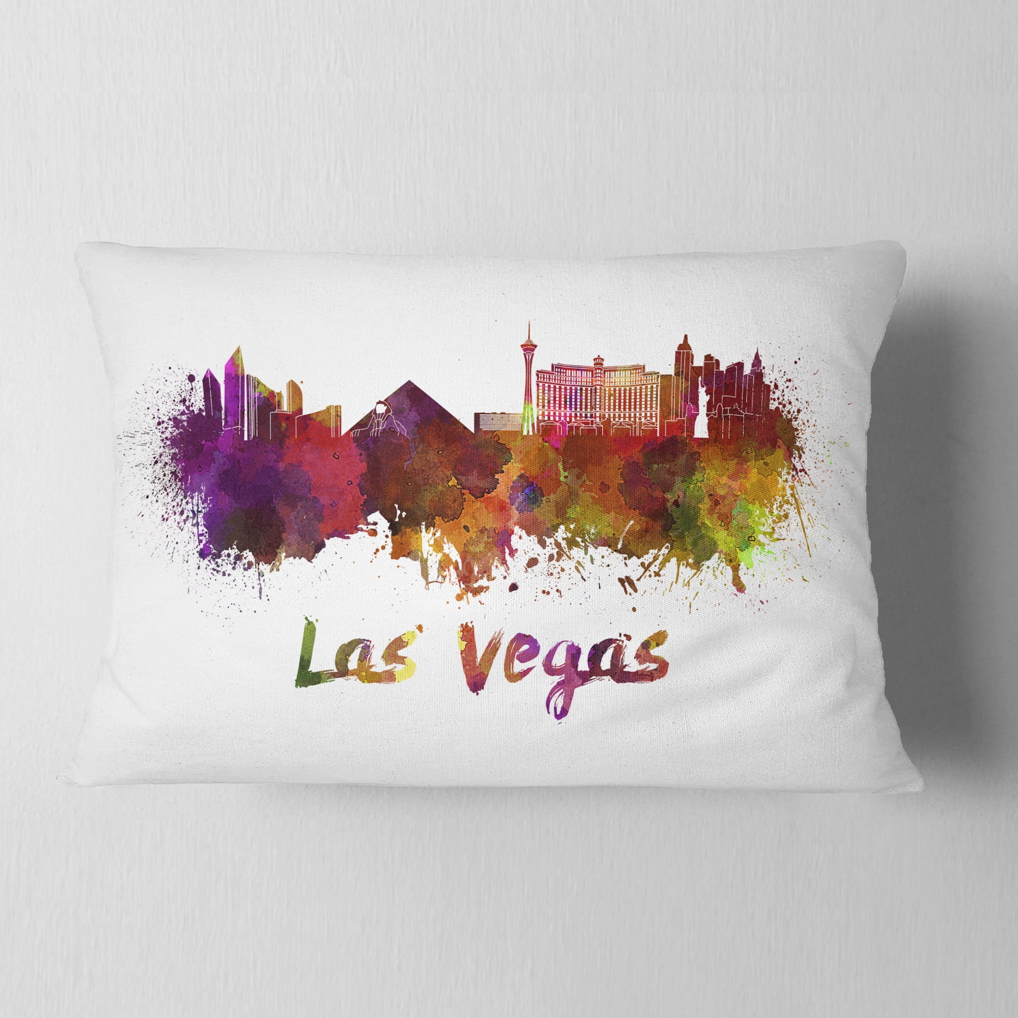 Designart Las Vegas Skyline - Cityscape Throw Pillow - 12x20