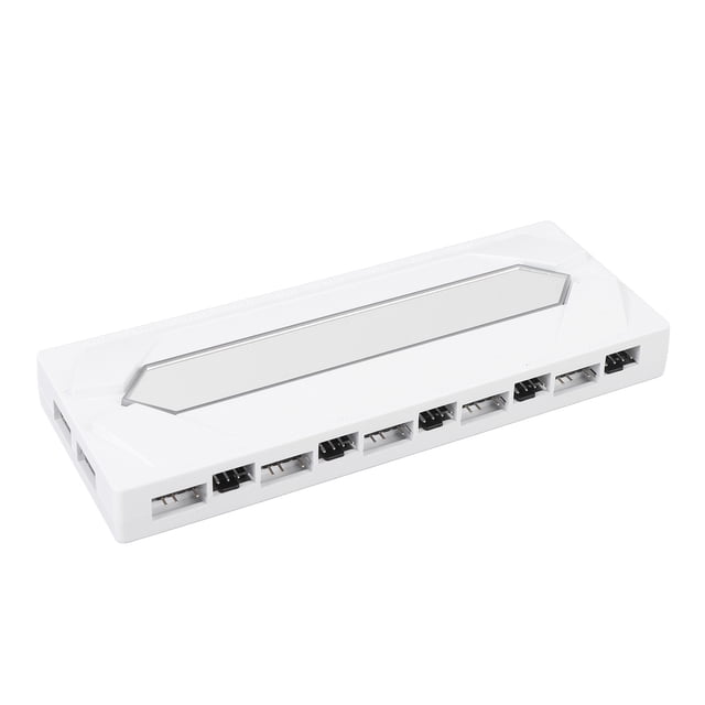 Hub del Ventilador Argb, Controlador de Ventilador de PC de 4 Puertos de 4 Puertos, Fan Fan Hub de 5V, Base Magnética, Entrada de Potencia de Ata en Serie, Adaptador de Cubo de
