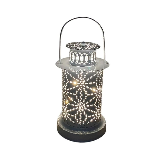 Linterna decorativa Metal negro alimentado por batería Luz LED de colgante hueca creativa para decoración de vacaciones Lámpara decorativa Luz de Estilo 3 Sunnimix Linterna de interior