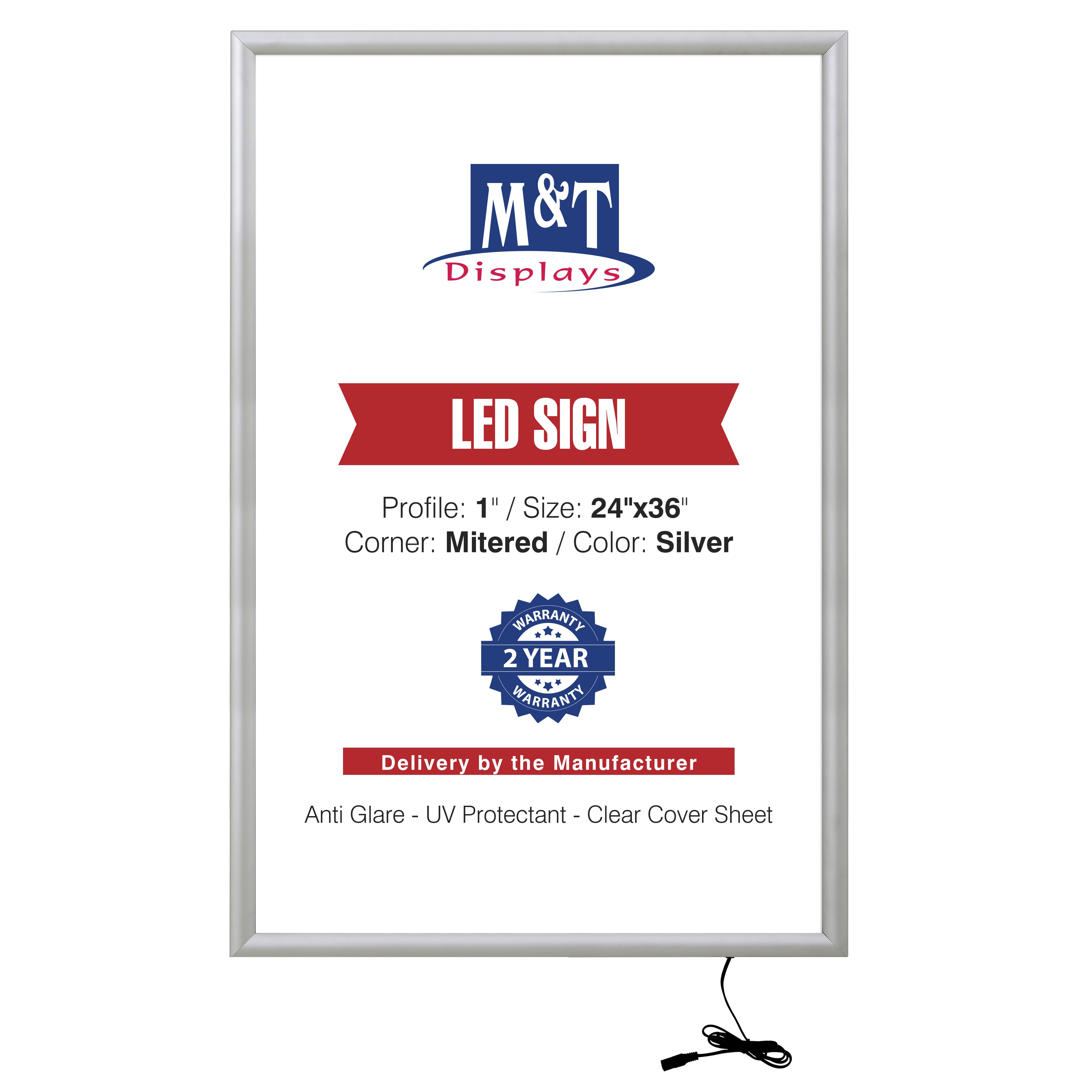 MT Displays Buy Max LEDbox LED Light Poster Frame 24x36 Inch Silver 1