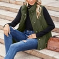 thumbnail image 6 of Women's Winter Vest Sleeveless, Quilted Insulated Jacket with Zip-Up Front and Turn-Down Collar, Warm Fleece Coat with Pockets for Casual Outerwear, 6 of 7