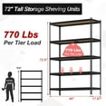 thumbnail image 2 of HELLONE 5-Tier Storage Shelves, Heavy Duty Metal Shelving Unit, Adjustable Garage Storage Shelving Utility Rack for Warehouse Pantry Kitchen Basement Laundry, Black, 48" L x 18" W x 73" H, 2 of 7