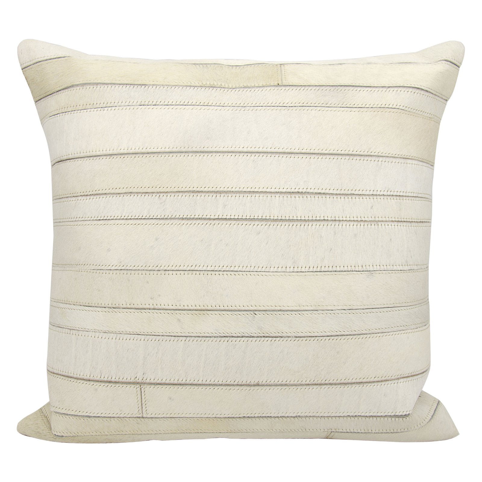 Nourison Natural Leather Hide Stripes Ivory Throw Pillow