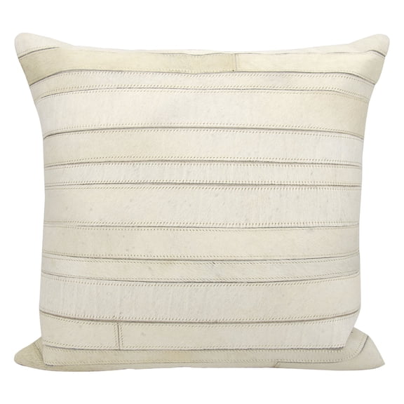 Nourison Natural Leather Hide Stripes Ivory Throw Pillow