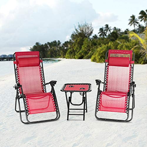 3PC/1PC Zero Gravity Beach Chair Folding Adjustable Patio ...