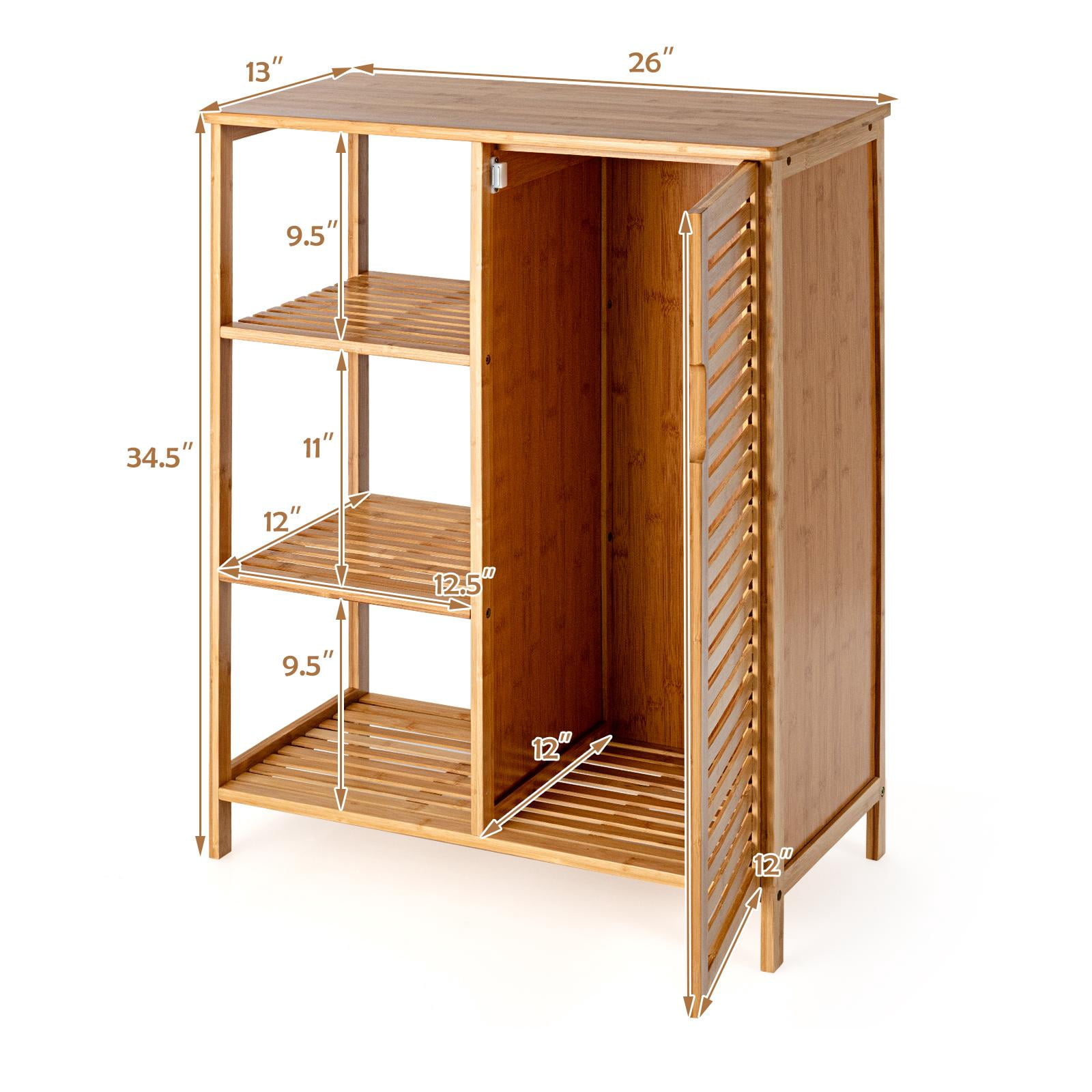 Giantex Bamboo Bathroom Floor Cabinet, Storage Freestanding Organizer for Kitchen, Hallway