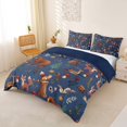 thumbnail image 3 of Castle Fairy Cute Cartoon Woodland Animal Bedding for Boys,Deer Bear Fox Owl Mushroom Pine Duvet Cover Full,Navy Brown White,Navy Blue Reversible,3pcs,No Comforter,1 Duvet Cover and 2 Pillowcases, 3 of 6