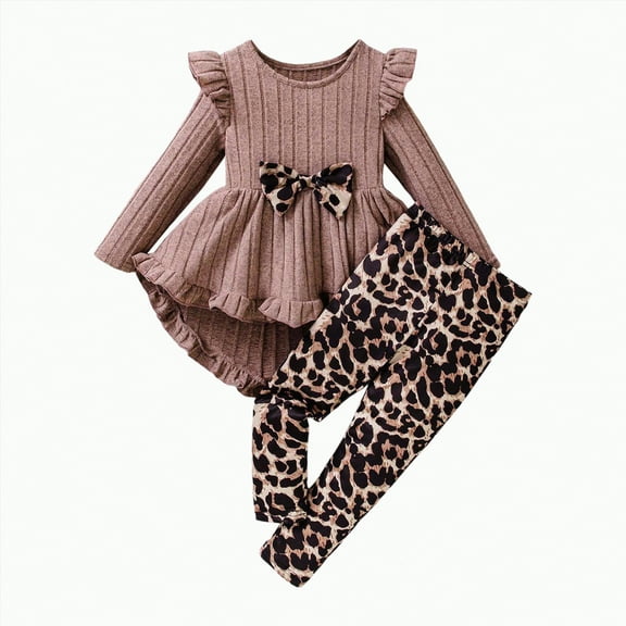 UAYOTSE Toddler Girl Clothes Ruffle Long Sleeve Heart Print Tops and Pants 2PC Little Girl Winter Outfits,Sizes 7 Years