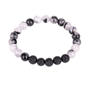 Essential Oil Decorative Stone Lava Bead Diffuser Bracelet - Quartz Rutilated