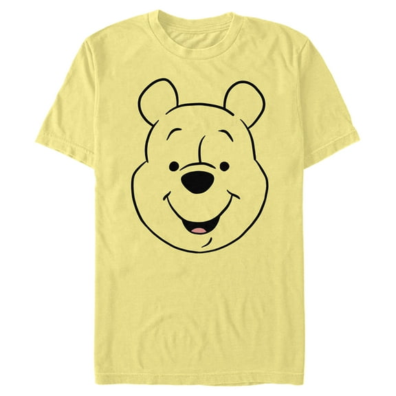 Men's Winnie the Pooh Smiling Face Outline Graphic Tee Banana Small