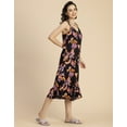 thumbnail image 3 of Moomaya Sleeveless V Neck A-Line Printed Rayon Dress - Women's Elegant Dress, 3 of 9
